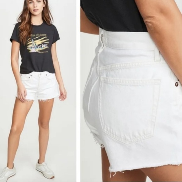Agolde Parker White Cutoff Shorts Button Fly Denim Jean Shorts 26 - Picture 12 of 15